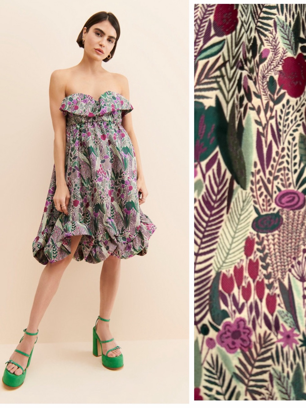 Anna Sui Floral Jacquard Strapless Mini Dress  size 2